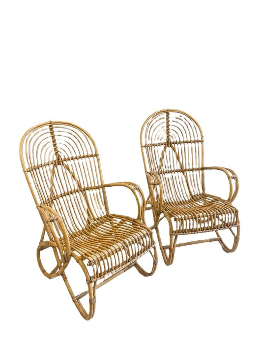 Pair of Mid Century Rattan Arm Chairs