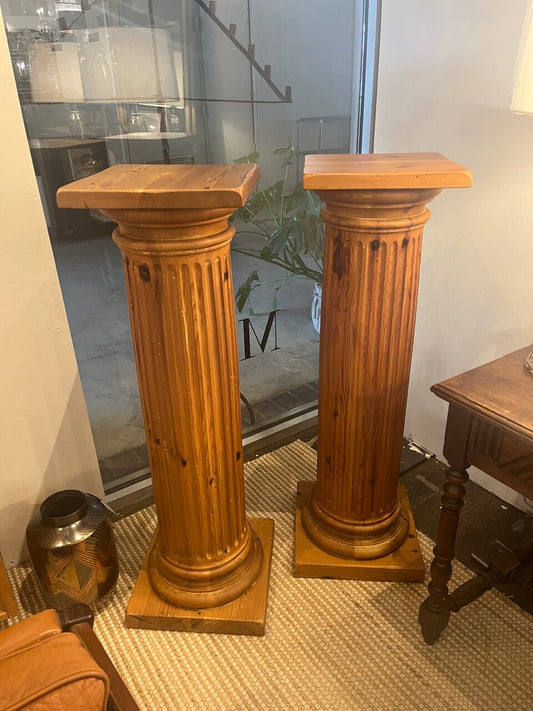 Pair Tall Neoclassical French Pine Columns