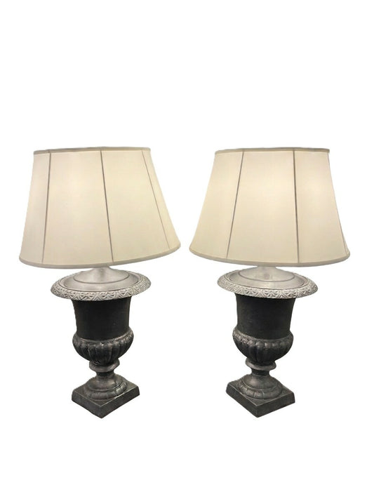 Pair of Vintage Metal Urn Lamps