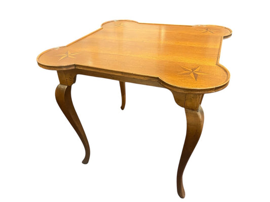 Italian Queen Anne Style Game Table with Star Inlays