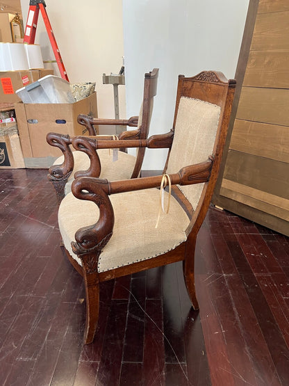 Pair of 19th Century French Empire Dolphin Armchairs