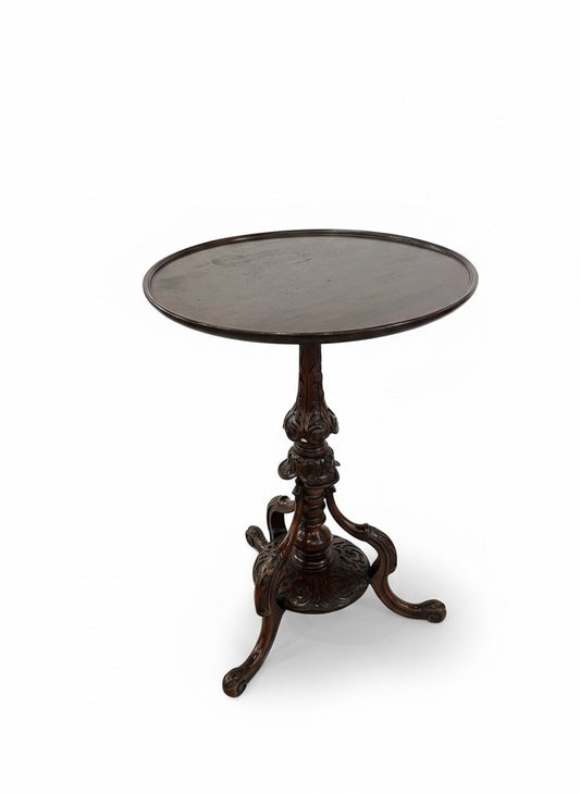 Victorian Carved Walnut Petite Tilt Top Table