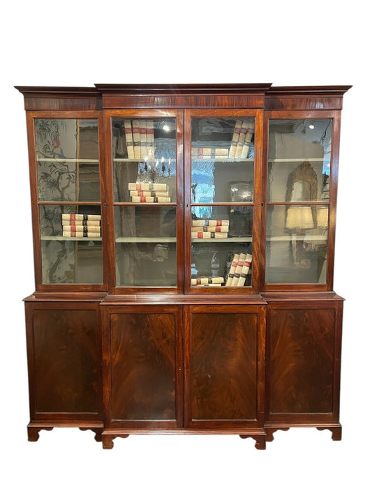 18th Century Mahogany Irish Library Cabinet with Original Glass