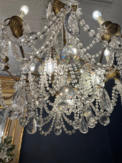 Antique 12 bulb Crystal Chandelier