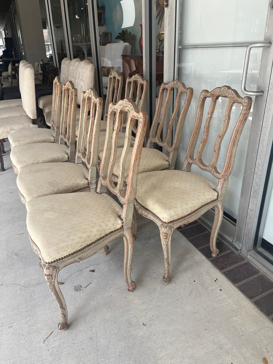 Set of 8 French Provencial Painted Dining Chairs