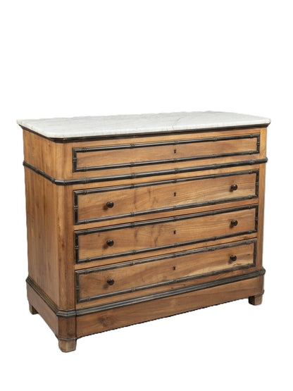 19th Century Faux Bamboo Chest with Marble Top