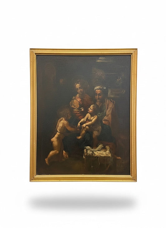 18th Century Oil on Canvas "Madonna with Child"