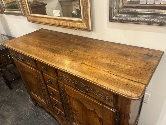 19th Century French Walnut Buffet with Burl Inlaid Doors