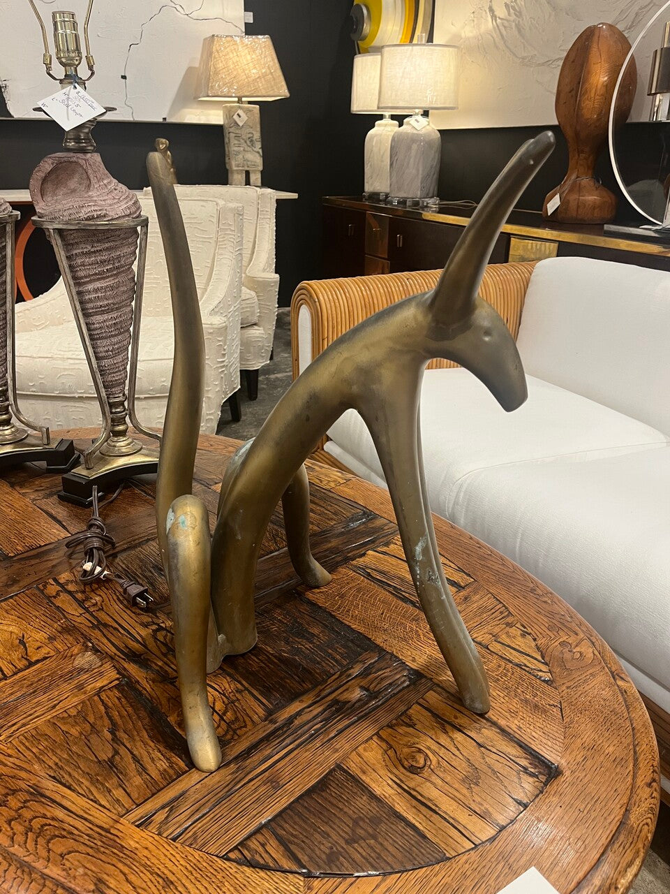 Seated Brass Dog Sculpture