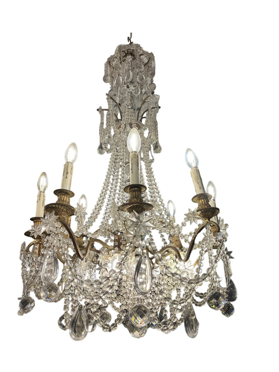 Antique 12 bulb Crystal Chandelier