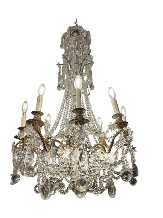 Antique 12 bulb Crystal Chandelier
