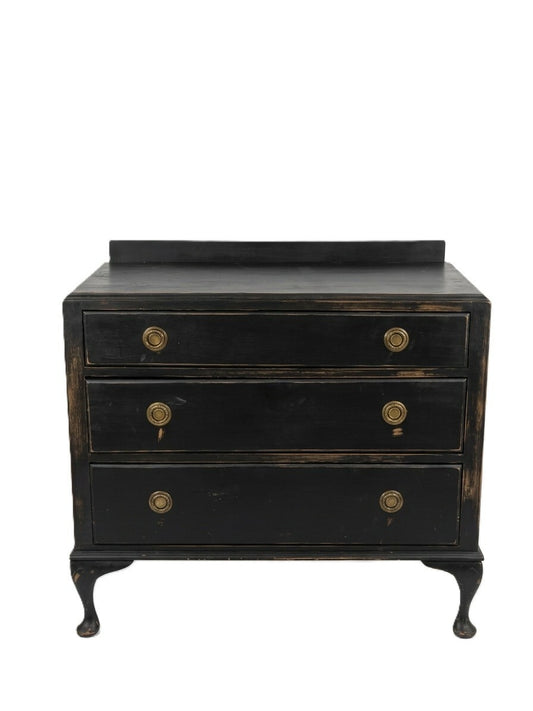 19th Century Queen Anne 3 Drawer Commode Chest