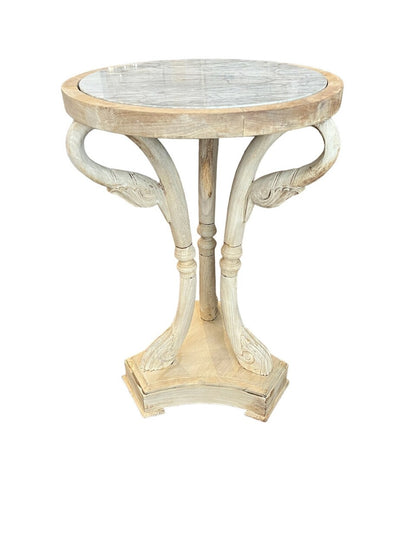 Bleached Fruitwood French Swan Leg Side Table