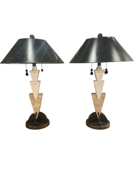 Pair Post Modern Memphis Style Table Lamps
