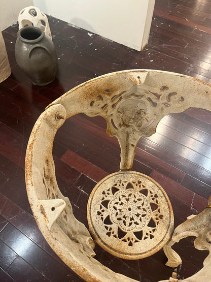 19th Century English Cast Iron Pub Table with Marble Top