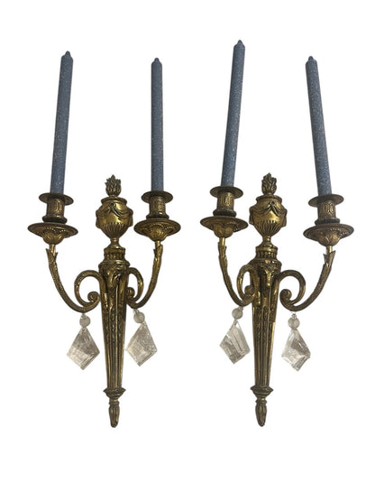 Pair 19th Century Gilt Bronze Neoclassical Sconces