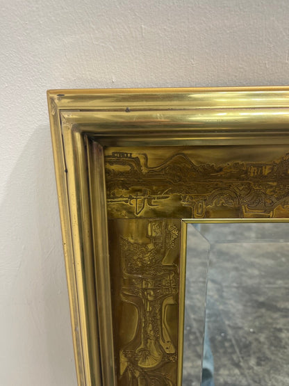 Bernhard Rohne Acid Etched Brass Mastercraft Mirror