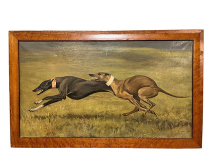 Leesa Sandys-Lumsdaine Oil on Canvas "Greyhounds Running"