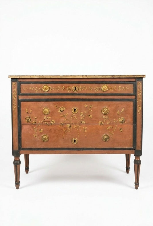 Early 20th Century Painted Italian Neoclassical Style Three Drawer Commode