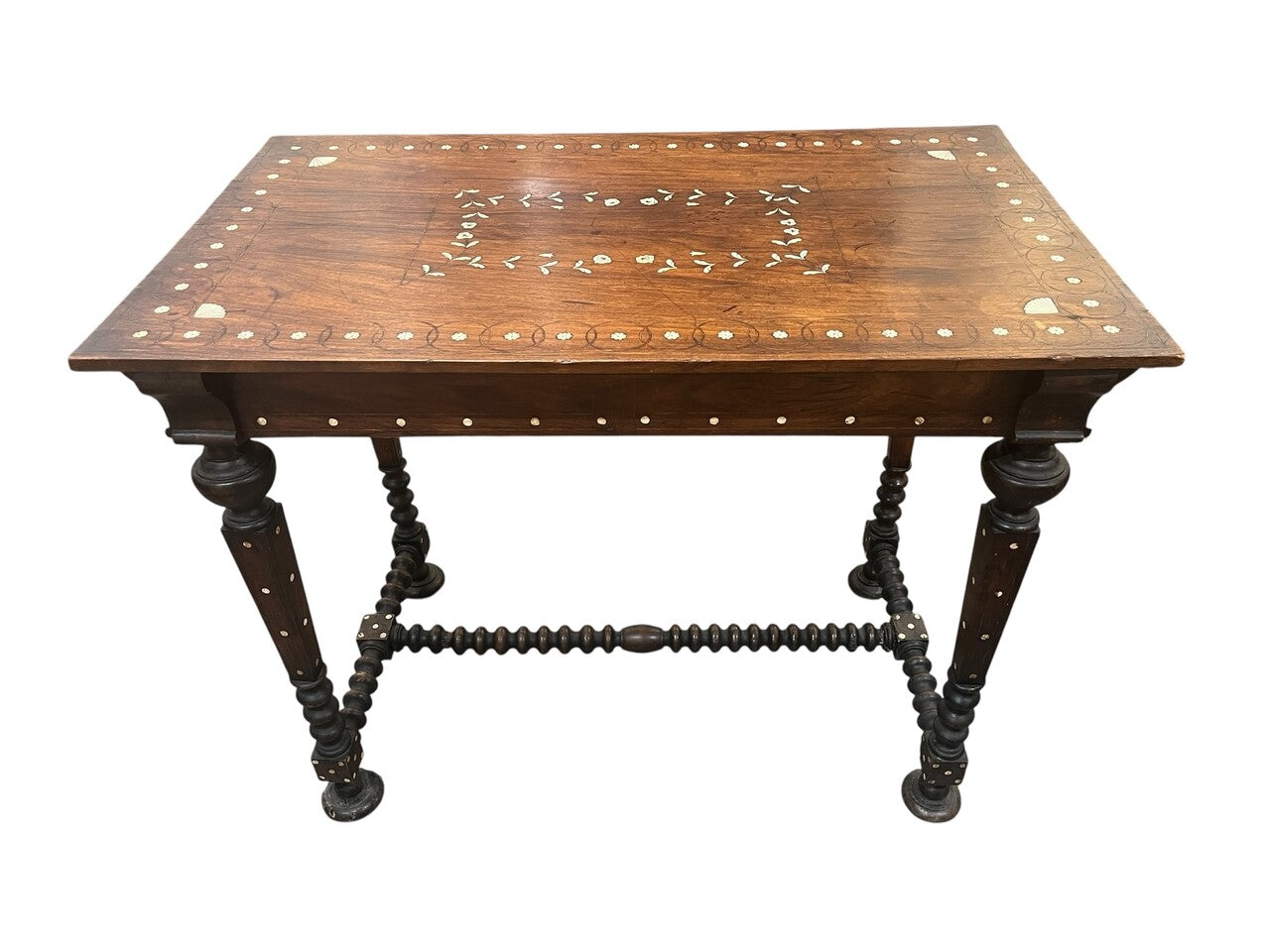 19th Century Bone Inlaid Barley Twist Table