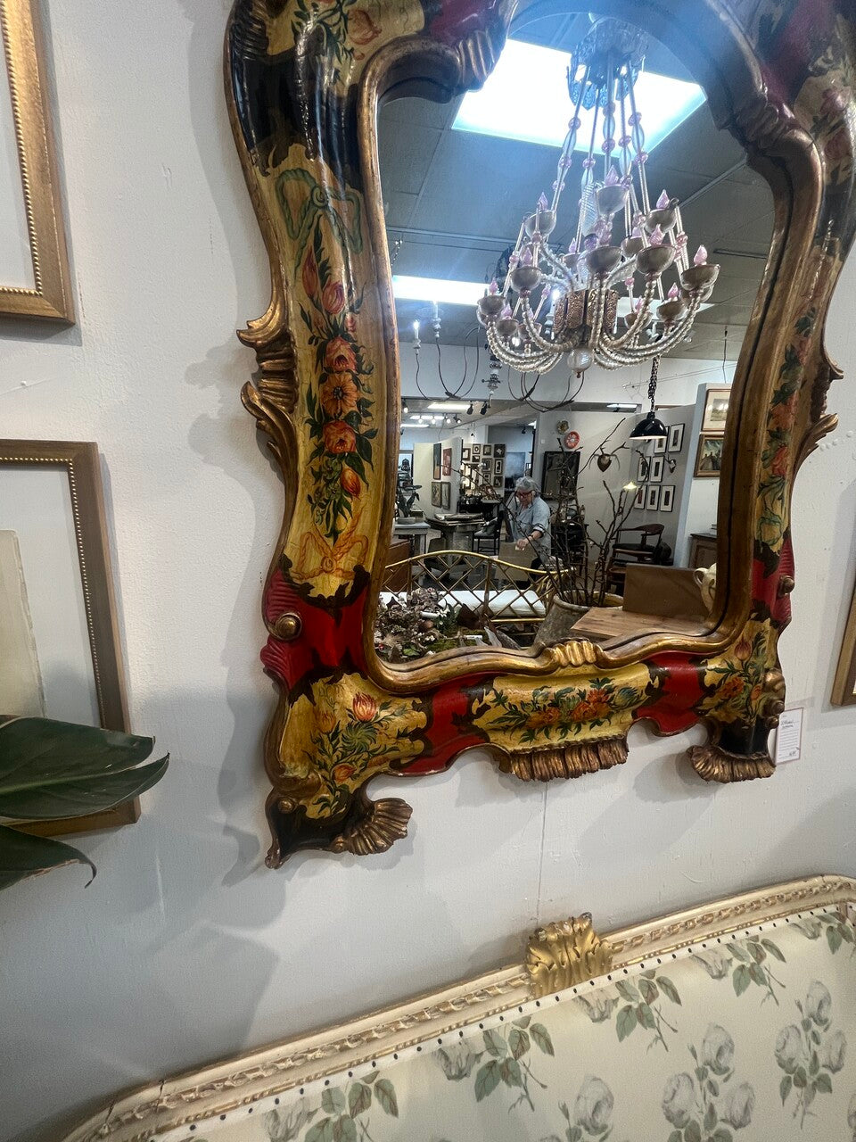 Venetian Style Painted Italian Gilt Mirror