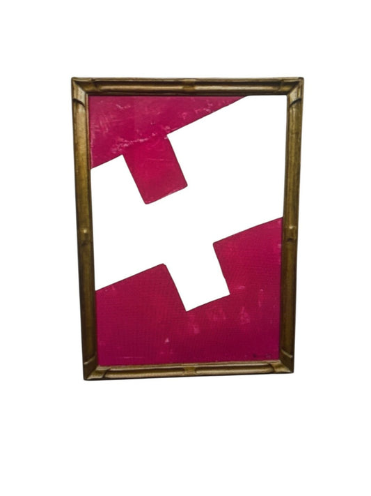 Original Modern Contemporary Pink and White Painting in Antique Gilt Frame