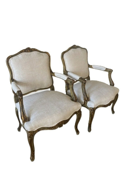 Pair 19th Century Italian Regency Armchairs