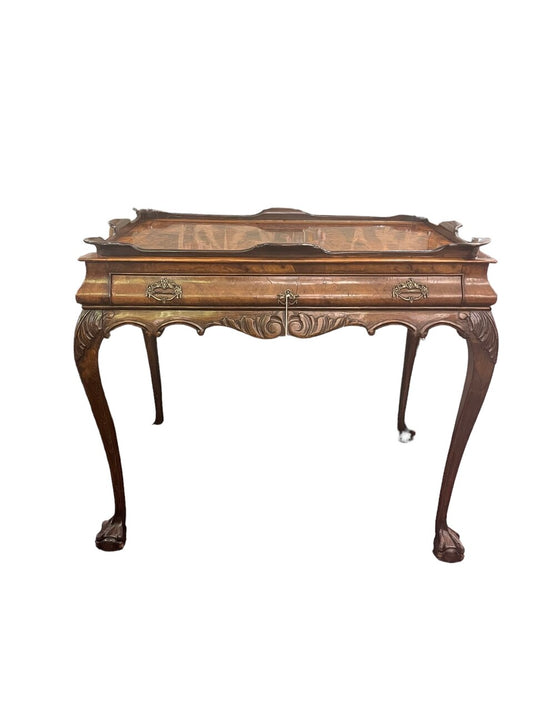 19th Century Book-matched Walnut Burl Tea Table