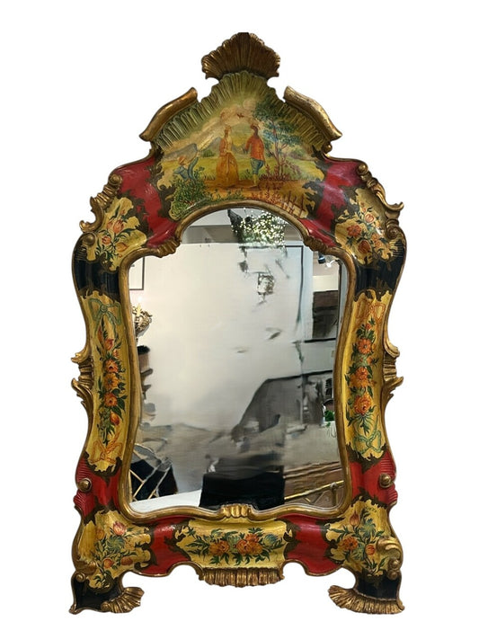 Venetian Style Painted Italian Gilt Mirror