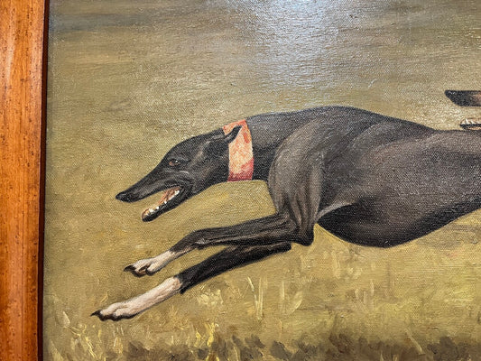 Leesa Sandys-Lumsdaine Oil on Canvas "Greyhounds Running"
