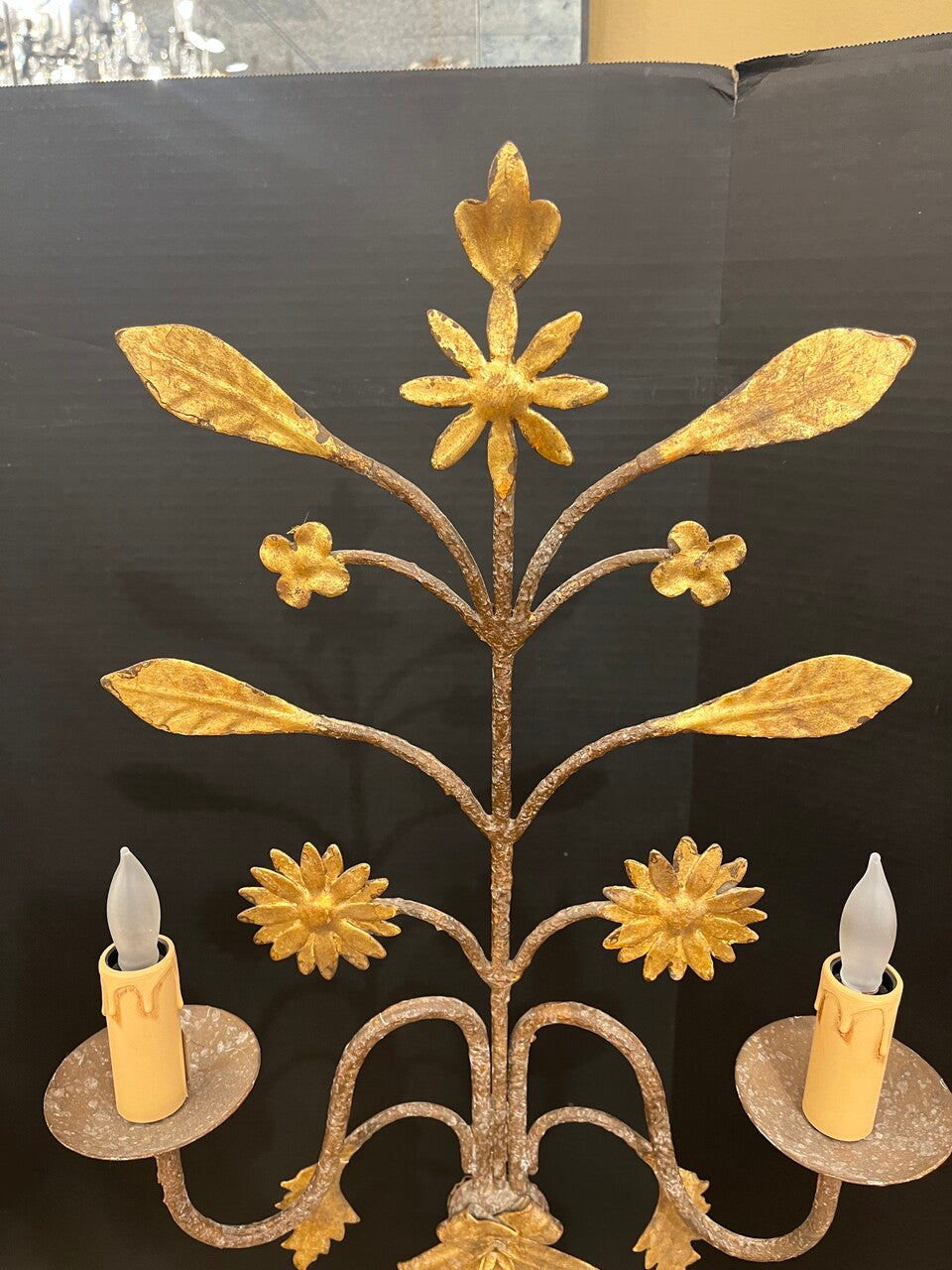 Pair of Italian Gilt Metal 2 light Candle Prickets
