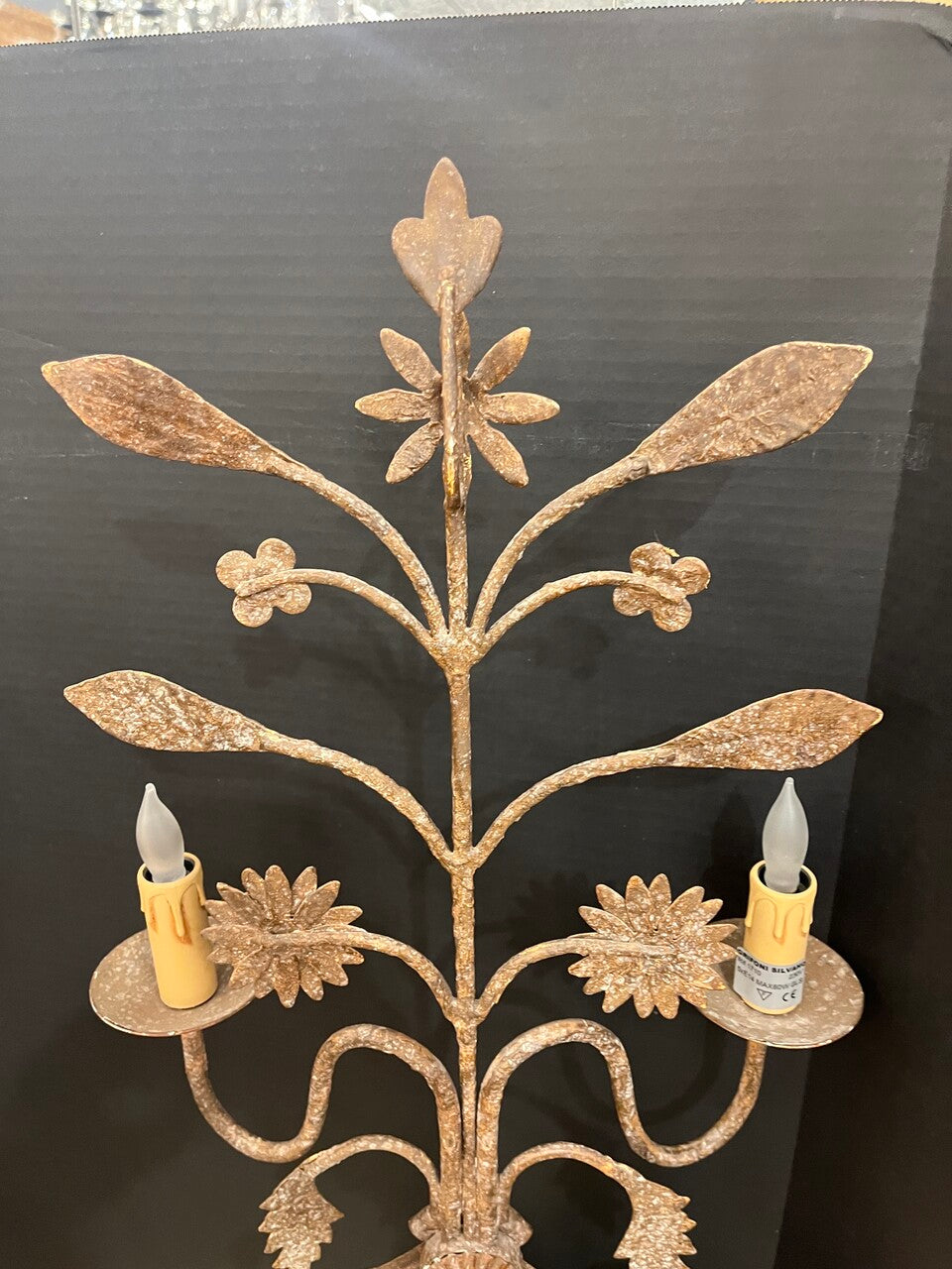 Pair of Italian Gilt Metal 2 light Candle Prickets