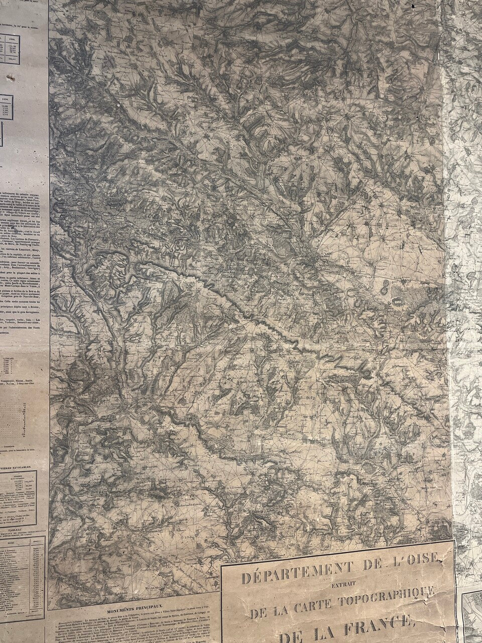 Antique French Map on Canvas 1900's