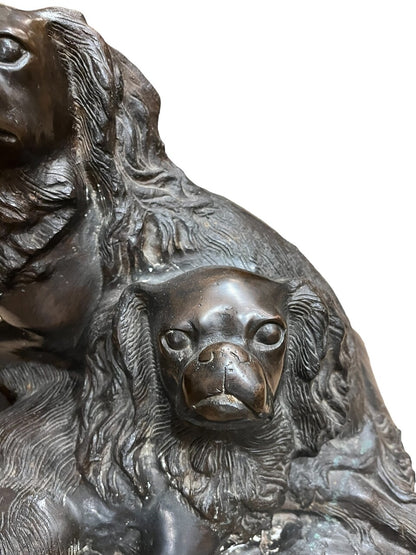 19th C Bronze Cavalier King Charles Spaniels by C. Valton