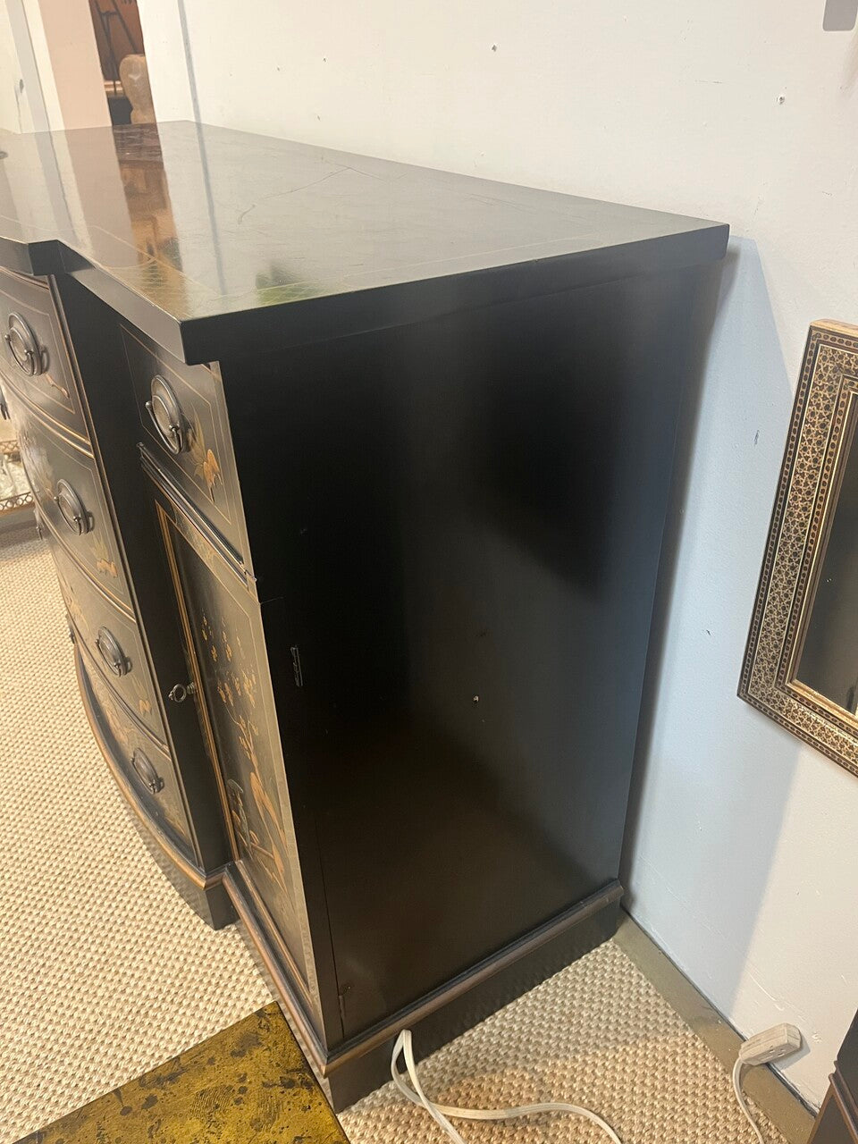 Vintage Lacquered Chinoiserie Cabinet Sideboard