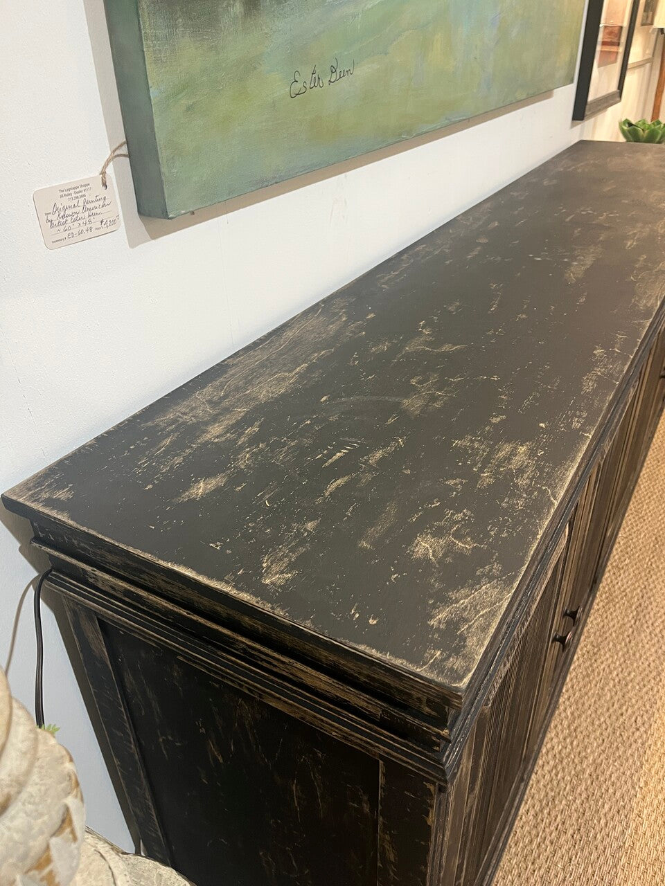 Custom Made 4 Door Buffet with Distressed Black Finish