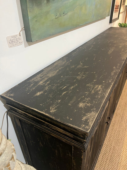 Custom Made 4 Door Buffet with Distressed Black Finish