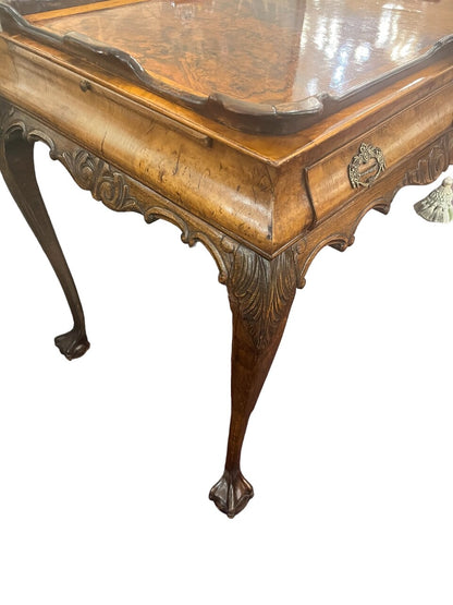 19th Century Book-matched Walnut Burl Tea Table