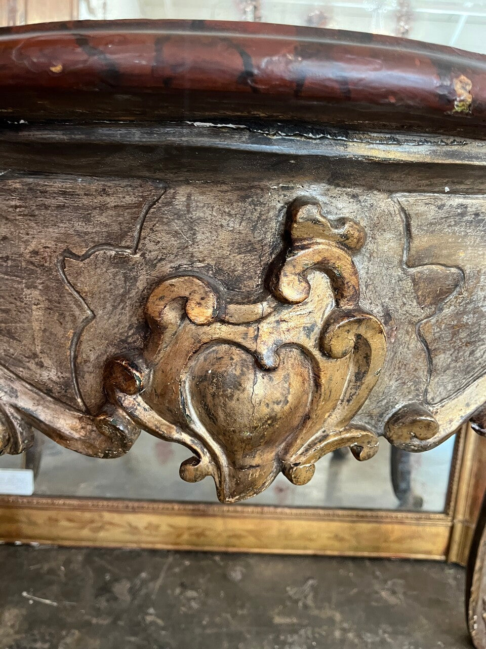18th Century Italian Rococo Silvered & Giltwood Console Table