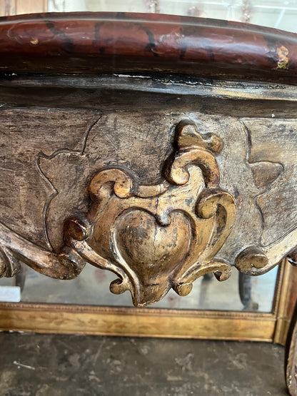 18th Century Italian Rococo Silvered & Giltwood Console Table