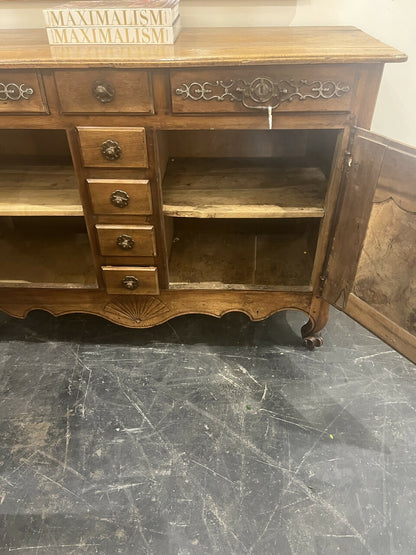 19th Century French Walnut Buffet with Burl Inlaid Doors