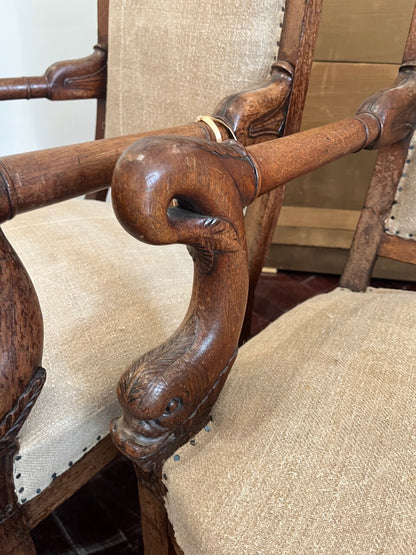 Pair of 19th Century French Empire Dolphin Armchairs