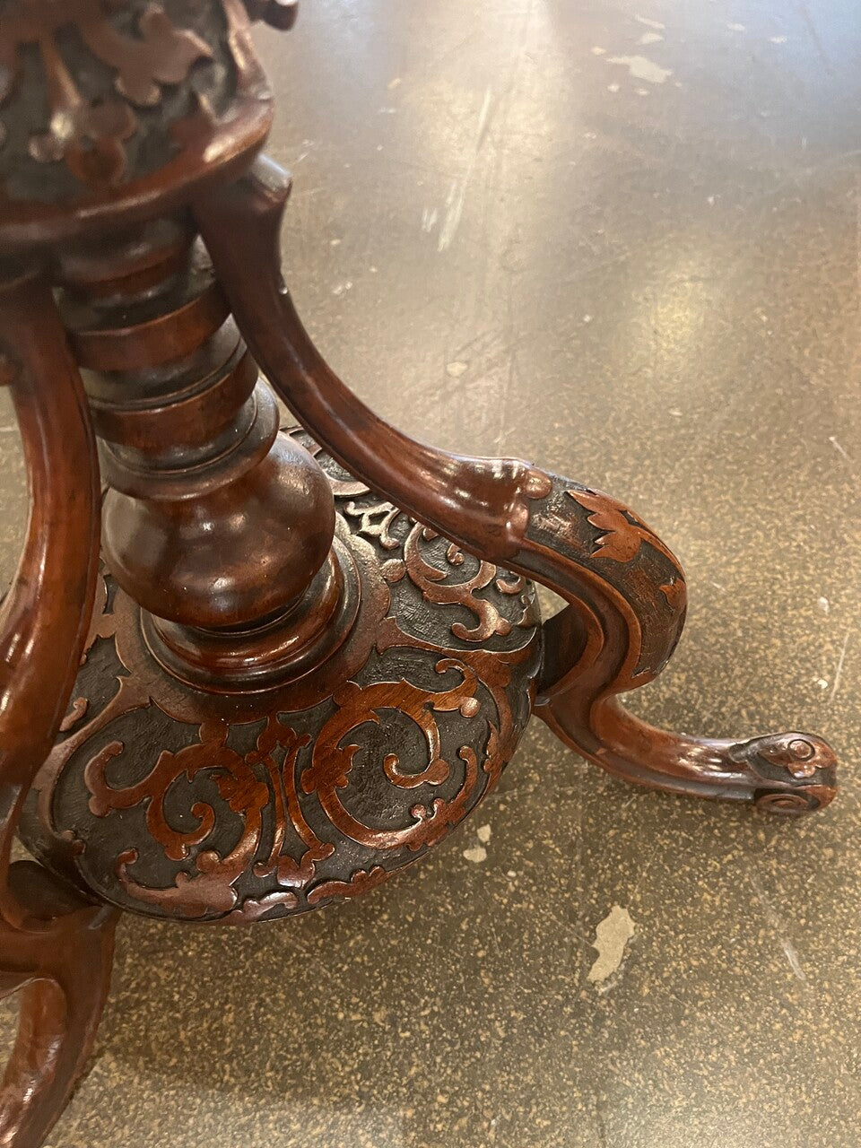 Victorian Carved Walnut Petite Tilt Top Table