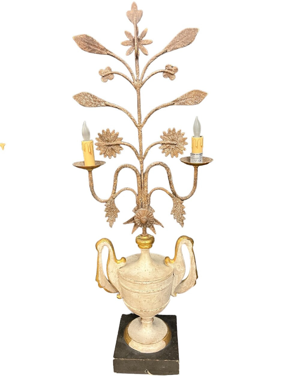 Pair of Italian Gilt Metal 2 light Candle Prickets