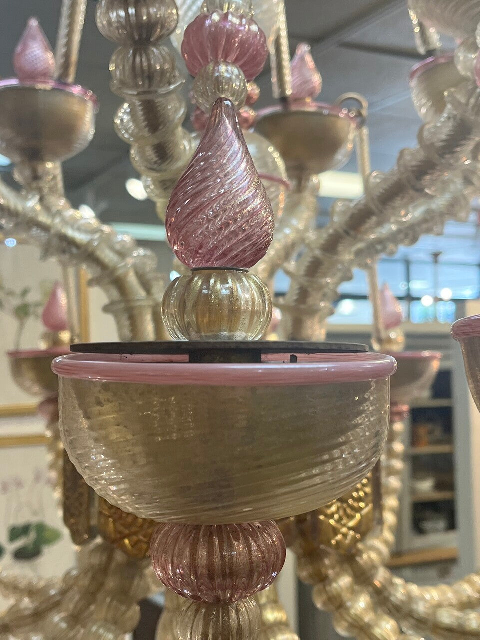 Fabulous Murano Pink and Gold Venetian Chandelier