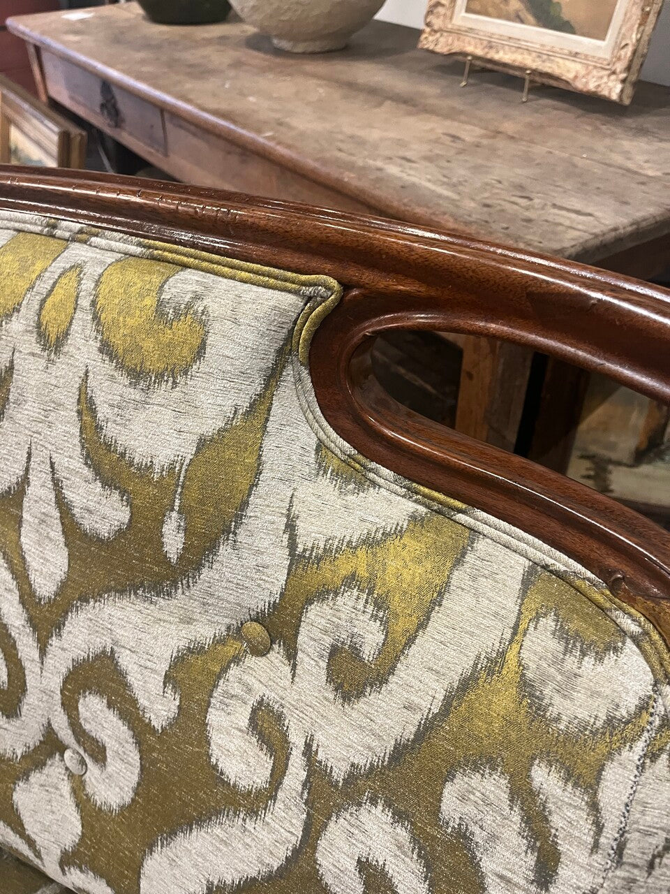 Art Nouveau Settee Refinished, Reupholstered