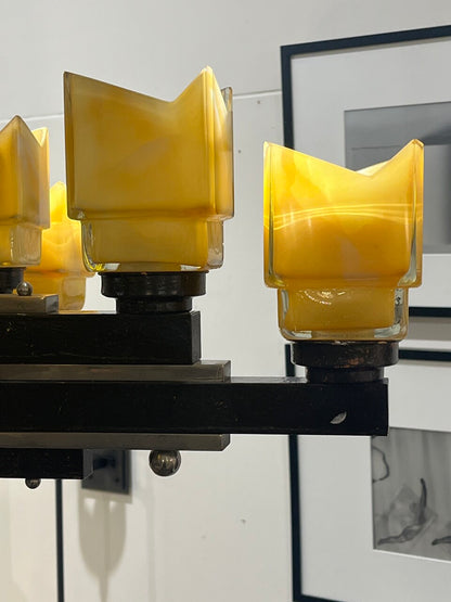 Art Deco Machine Age 8 Light Chandelier