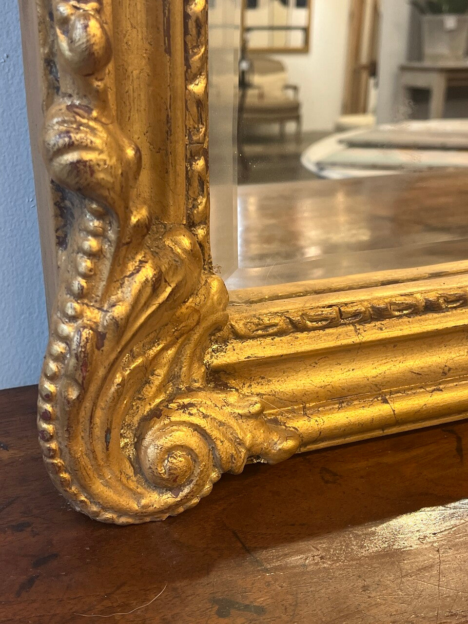 Large Hand Carved Gold Gilt French Mirror