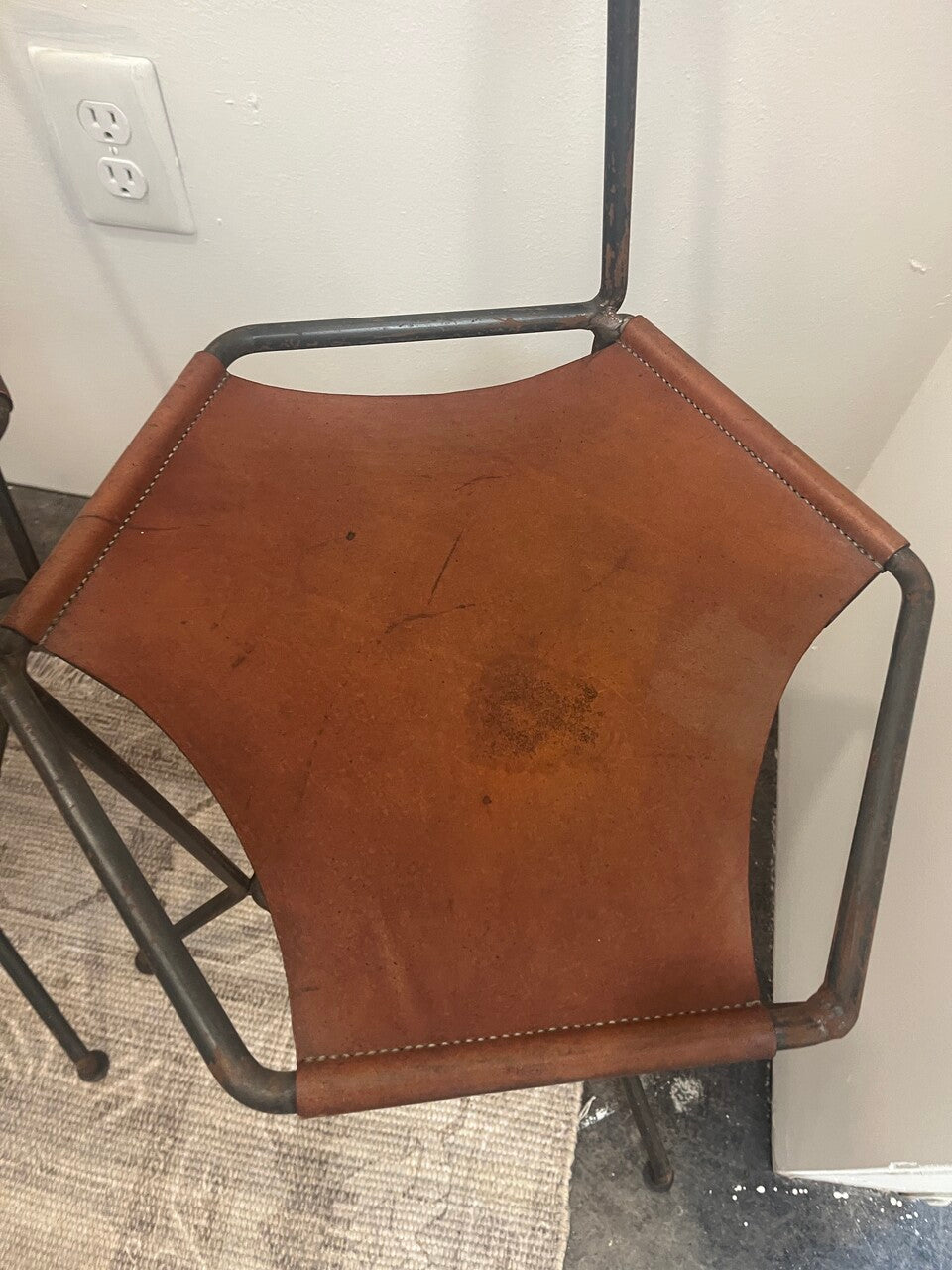 Set of 4 Wrought Iron and Leather Side Chairs (2 sets available)
