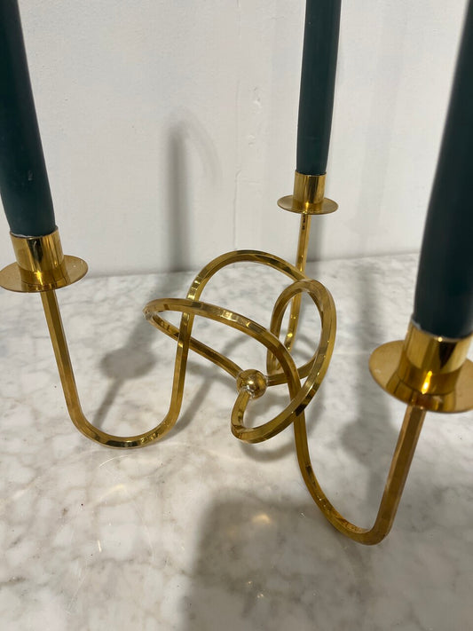 Josef Frank Brass 3 Candle Holder "Vanskapsknuten"